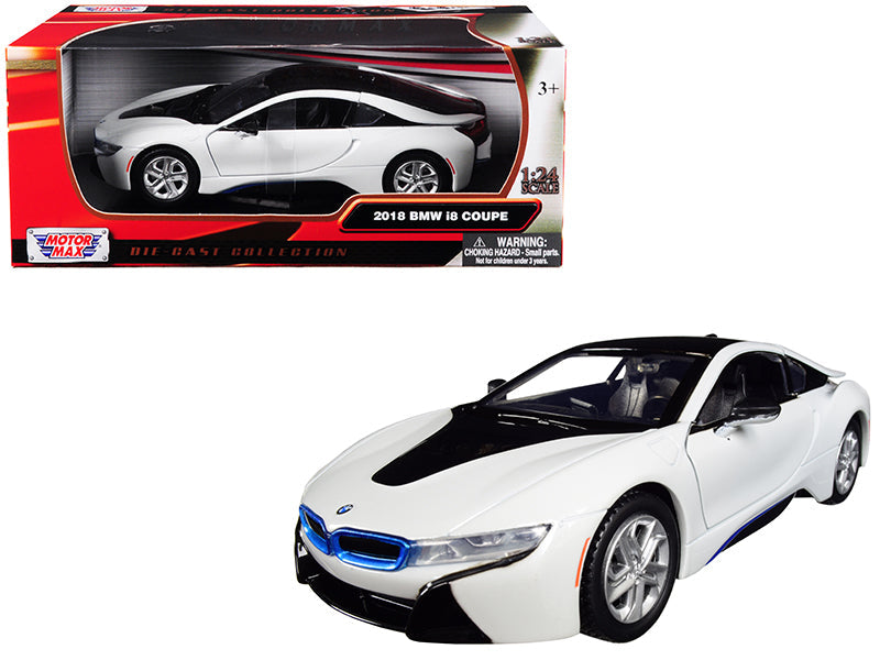 2018 BMW i8 Coupe Metallic White with Black Top 1/24 Diecast Model Car